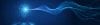 Glowing geometric light bulb emitting blue digital waves