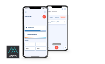 Pantalla del smartphone que muestra la aplicación Signify MasterConnect
