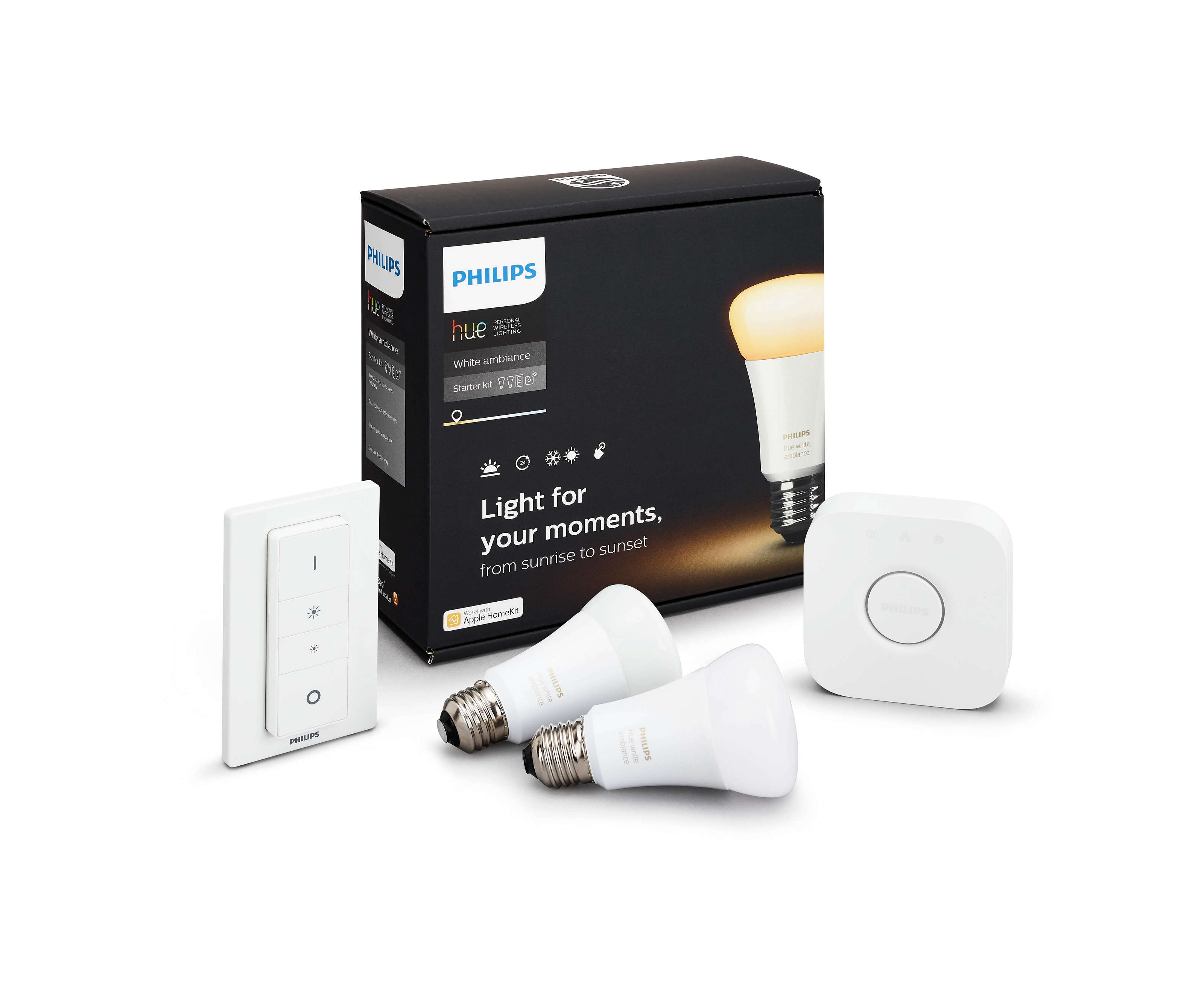 Philips Hue White Ambiance Kit Puente+Mando+3 Bombillas