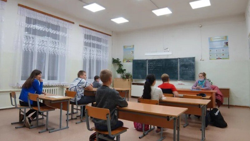 Students in the Russian Ekimovsky school classroom