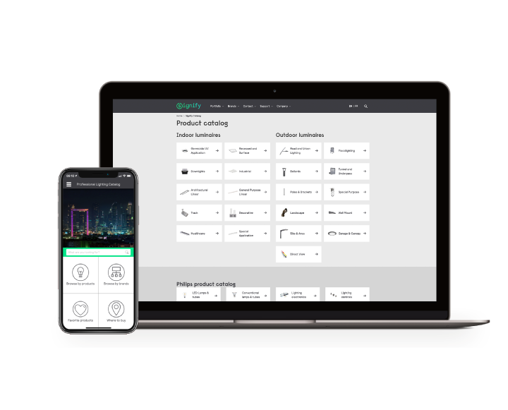 Professional Lighting Catalog Mobile App Signify Company site
