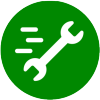 Wrench with three horizontal motion lines to the left