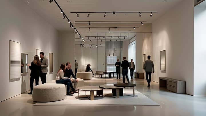 Modern retail store interior illuminated