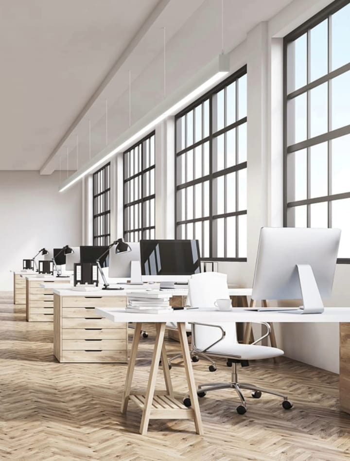 Office with wooden floor and modern interieur