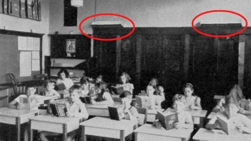 UV-C luminaires in a Philadelphia classroom in the 1930s