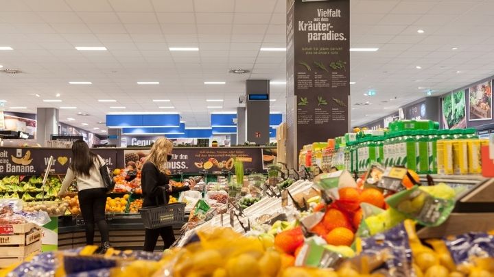 Signify’s UV-C air disinfection lighting provides additional protection for shoppers and employees at EDEKA Clausen supermarket in Hamburg, Germany