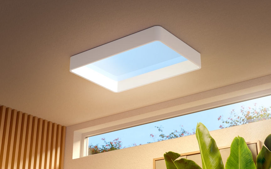 brightness, depth and rhythm of natural daylight indoors, creating the impression of a window to the sky