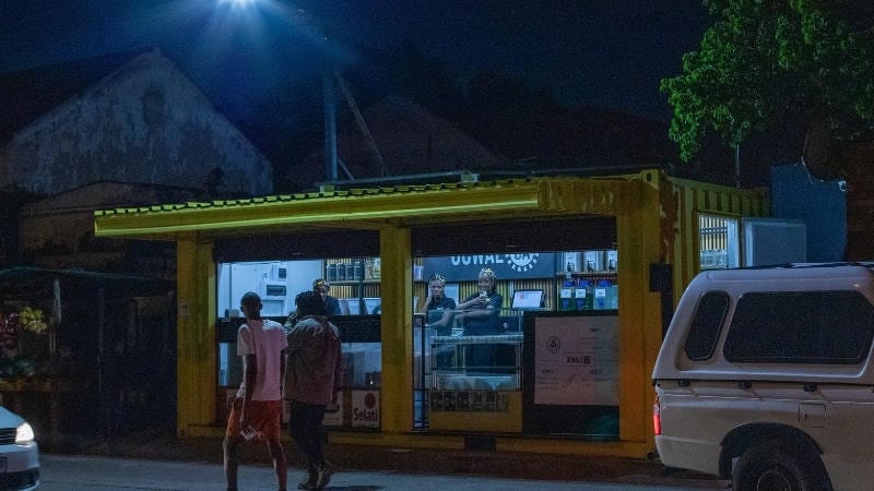 volunteer seeing remote village lit up for the first time