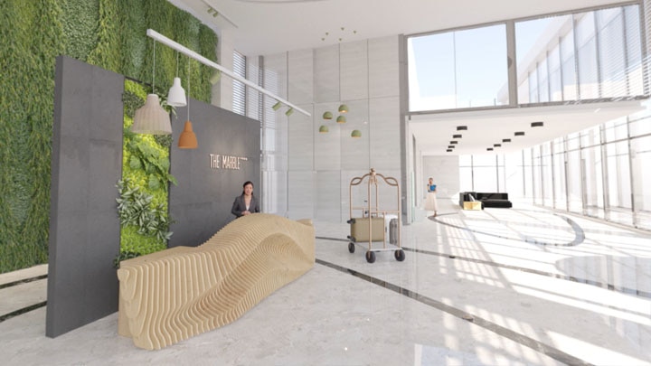 Hotelllobbyen 3D-print belysning interiørdekorasjon
