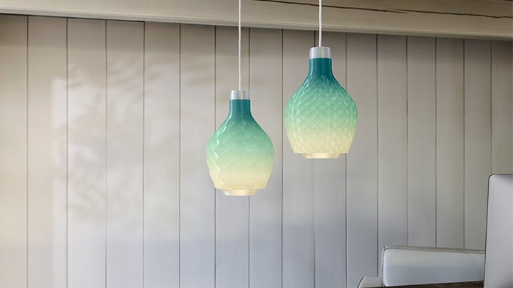 A 3D printed luminaires made from old finishing nets from the ocean, promoting a zero-waste and circular economy.