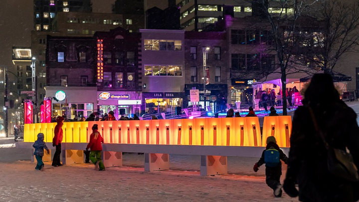 Domino Effect, a new interactive art installation brightens up winter in Montreal