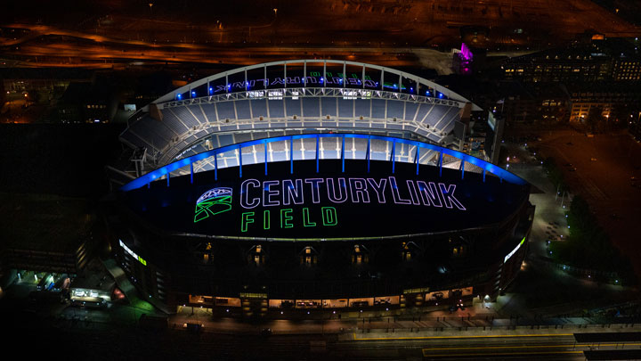 The Seattle Seahawks and CenturyLink Field shine bright from the rooftop with connected lighting from Signify