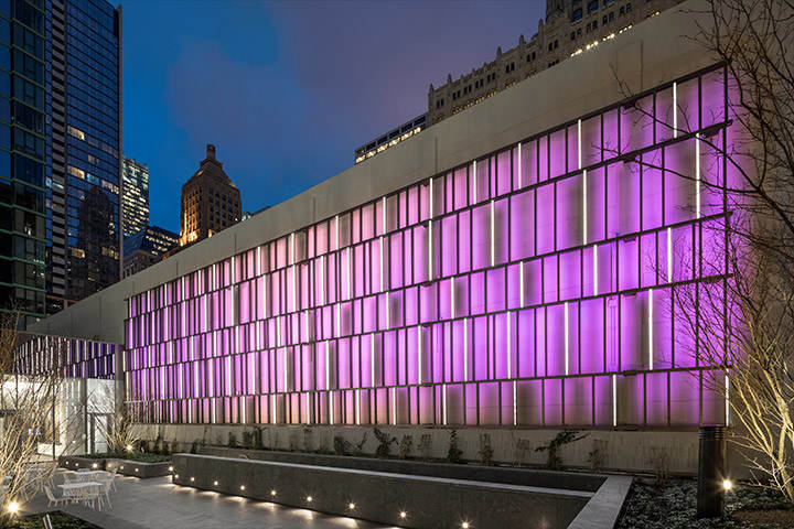 Next generation workplace with pink lighting