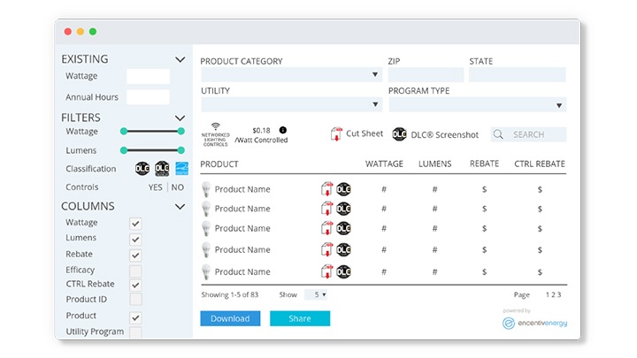 rebate finder interface