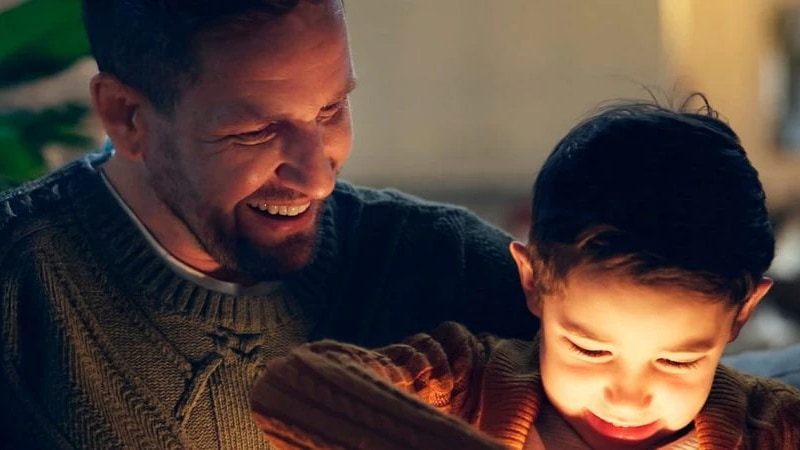 Familie met licht