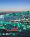 Smart city with connected LED lighting network.