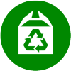 Shopping bag with a green recycling symbol on the front