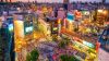 Sky photo of busy Shibuya crossing square in Tokyo, Japan