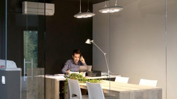 Man working on laptop in office