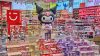 Bright lighting in colourful candy store
