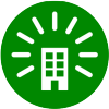 Building with windows, surrounded by radiating lines